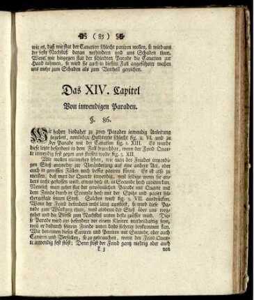 Das XIV. Capitel Von inwendigen Paraden.