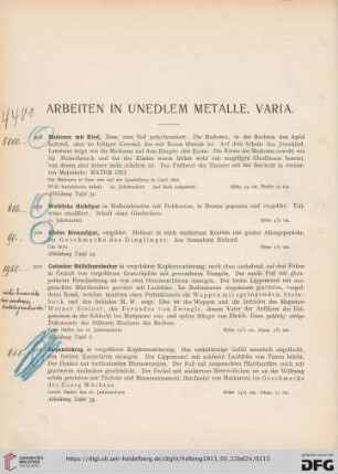 Arbeiten in unedlem Metalle. Varia (Nr. 498-531)