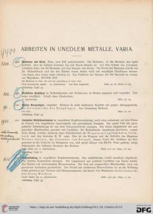 Arbeiten in unedlem Metalle. Varia (Nr. 498-531)