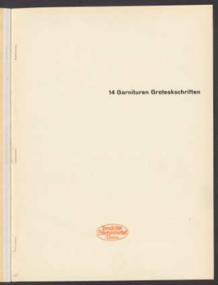 Garnituren Grotesk-Schriften : [Schriftprobe]