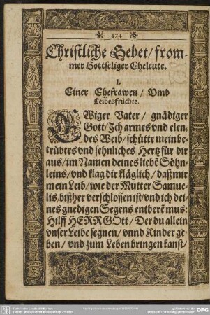 Christliche Gebet, frommer Gottseliger Eheleute