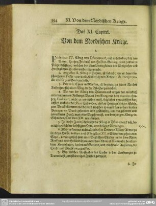 Das XI. Capitel. Von dem Nordischen Kriege