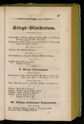 I. Kriegs=Departement.