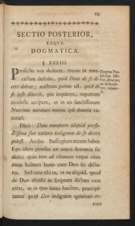 Sectio Posterior, Eaque Dogmatica.