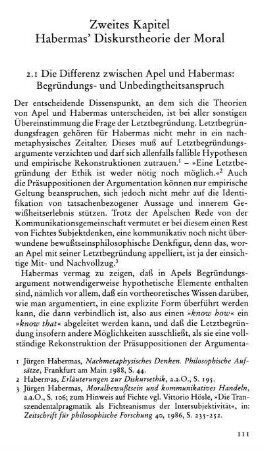 Zweites Kapitel. Habermas' Diskurstheorie der Moral