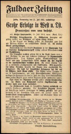 Ausgabe vom Donnerstag, den 15. Juli 1915.