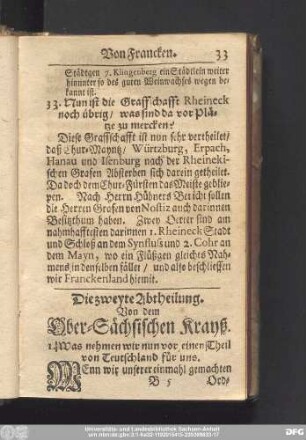 Die zweyte Abtheilung. Von dem Ober-Sächsischen Krayß.