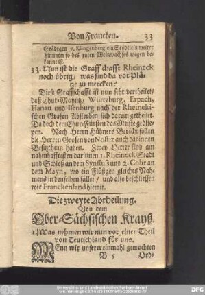 Die zweyte Abtheilung. Von dem Ober-Sächsischen Krayß.