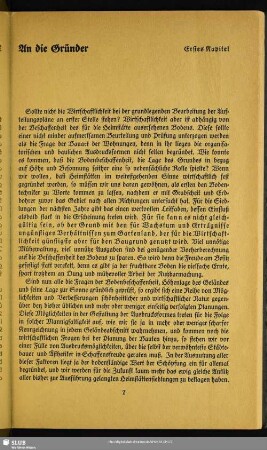 Erstes Kapitel. An die Gründer