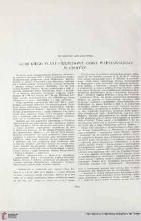 19: Kubickiego plany przebudowy Zamku warszawskiego w Ermitażu