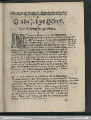 I. Von der heiligen Schrifft