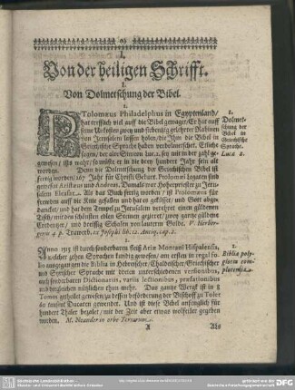 I. Von der heiligen Schrifft