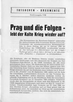 Heft aus der Schriftenreihe der SPD "Tatsachen und Argumente" zum "Prager Frühling"