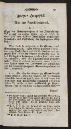Zweytes Hauptstück. Von dem Inquisitionsprozeß.