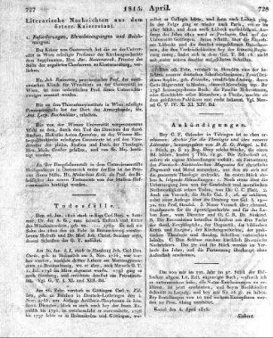 Literarische Nachrichten aus dem österr. Kaiserstaat.