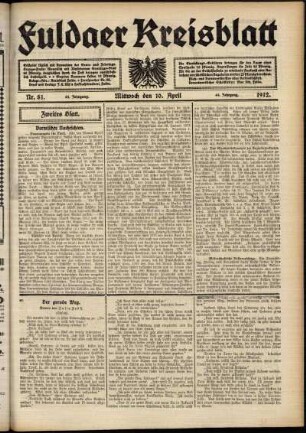 Zweite Ausgabe vom Mittwoch, den 10. April 1912.