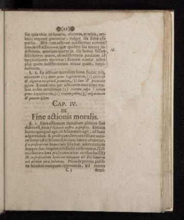 Cap. IV. De Fine actionis moralis.