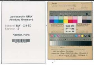 Entnazifizierung Hans Koerner , geb. 07.10.1898 (Steiger)