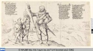 Der Ritter mit seinen Knappen vor dem Verlauf des Rheins zwischen Köln und Koblenz