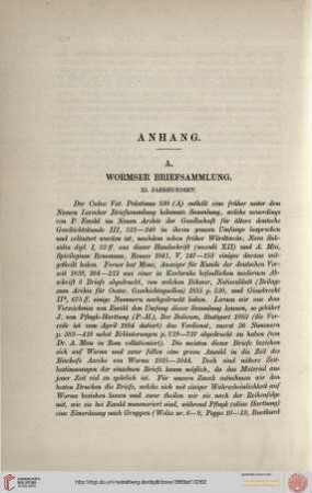 Anhang A: Wormser Briefsammlung, XI. Jahrhundert