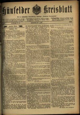 Zweite Ausgabe vom Samstag, den 07. Juli 1917.