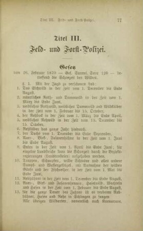Titel III. Feld- und Forst-Polizei.