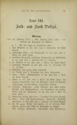 Titel III. Feld- und Forst-Polizei.