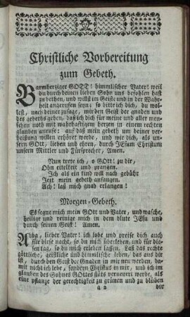 Christliche Vorbereitung zum Gebeth.