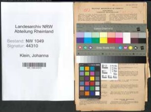 Entnazifizierung Johanna Klein , geb. 20.09.1895 (Postsekretaerin)