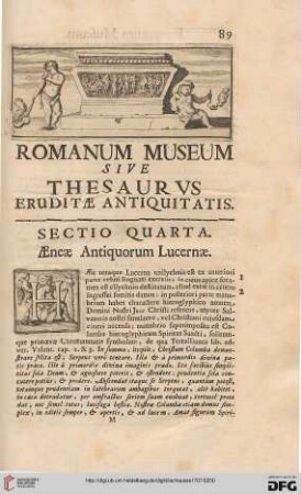 Sectio quarta: Aeneae antiquorum lucernae
