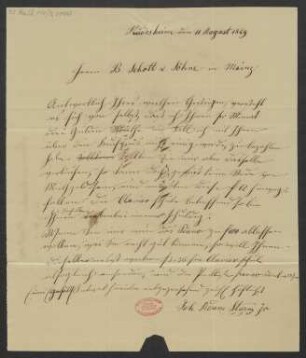 Brief an B. Schott's Söhne : 11.08.1854