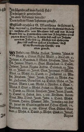 Erstlich erzehlet S. Mattheus in seinem 1. Cap. dreymal 14. Personen ... die Geonalogia Christi ...