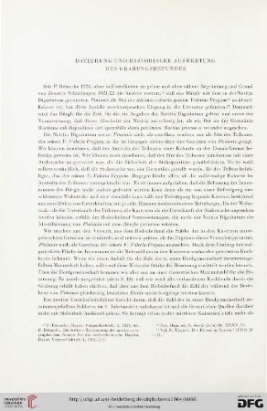 Datierung und historische Auswertung des Grabungsbefundes