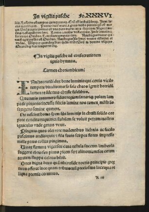In vigilia pasche ad consecrationem ignis hymnus.