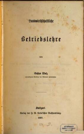 Landwirthschaftliche Betriebslehre