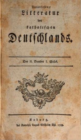 Auserlesene Litteratur des katholischen Deutschlands. 2. 1789