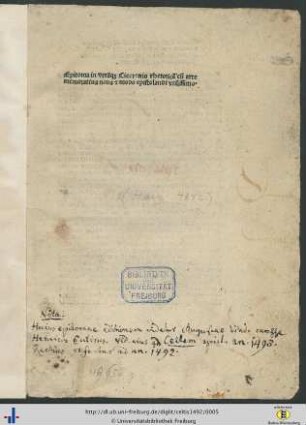 Epitoma in vtrāq[ue] Ciceronis Rhetoricā cū arte memoratiua noua [et] modo epistolandi vtilissimo