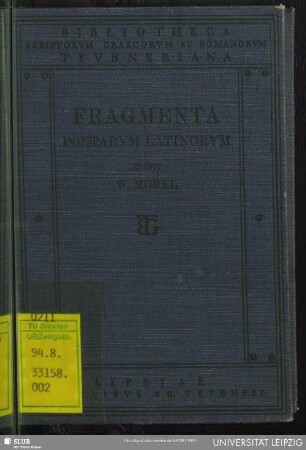 Fragmenta poetarum Latinorum epicorum et lyricorum praeter Ennium et Lucilium