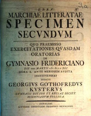 Marchiae literatae specimen II.
