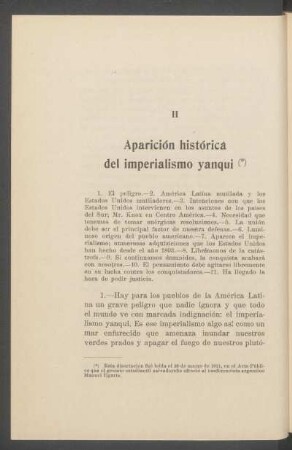 II - Aparición histórica del imperialismo yanqui