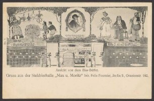 Ansichtskarte Bier-Büffet der Stehbierhalle "Max und Moritz", Oranienstraße