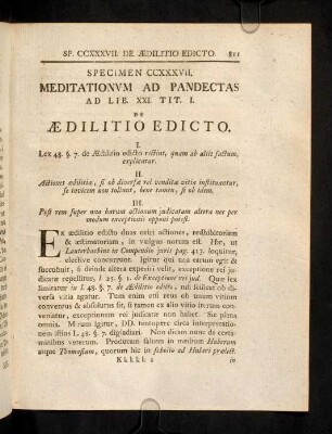 811-814, Ad Lib. XXI. Tit. I. De Aedilitio Edicto Et Redhib. ...