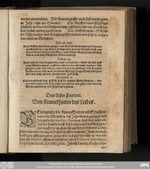 Das Achte Capittel. Von Kranckheiten des Leibes.