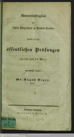 1845/46: Womit zu den öffentlichen Prüfungen am ... ehrerbietigst einladet