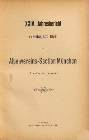 Jahresbericht : Vereinsjahr ... 24. 1893