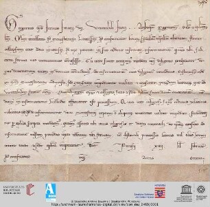 Urkunde : Papst Gregor IX. befiehlt dem Mainzer Erzbischof die Reform des Klosters Lorsch weiterzuführen