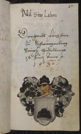 Wappen: Freiherr Eberhard von Schwarzenberg, Eintrag 14. Juni 1590