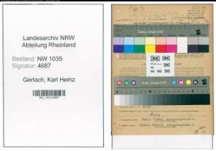 Entnazifizierung Karl Heinz Gerlach , geb. 13.10.1921 (Kaufmaennischer Angestellter)