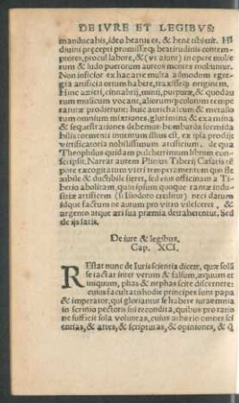 De iure & legibus. Cap. XCI. - De verbo dei Caput C.