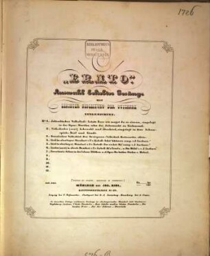 Erato : Auswahl beliebter Gesänge mit leichter Begleitung der Guitarre, 1. Irländisches Volkslied : Letzte Rose wie magst du so einsam ; eingelegt in die Oper: Martha oder der Jahrmarkt zu Richmond